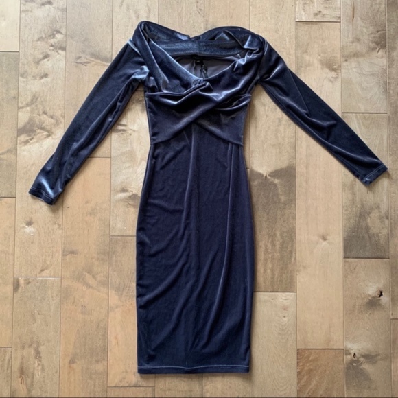 NWT Dynamite Velvet Crossover Long Sleeve Dress - Picture 2 of 9